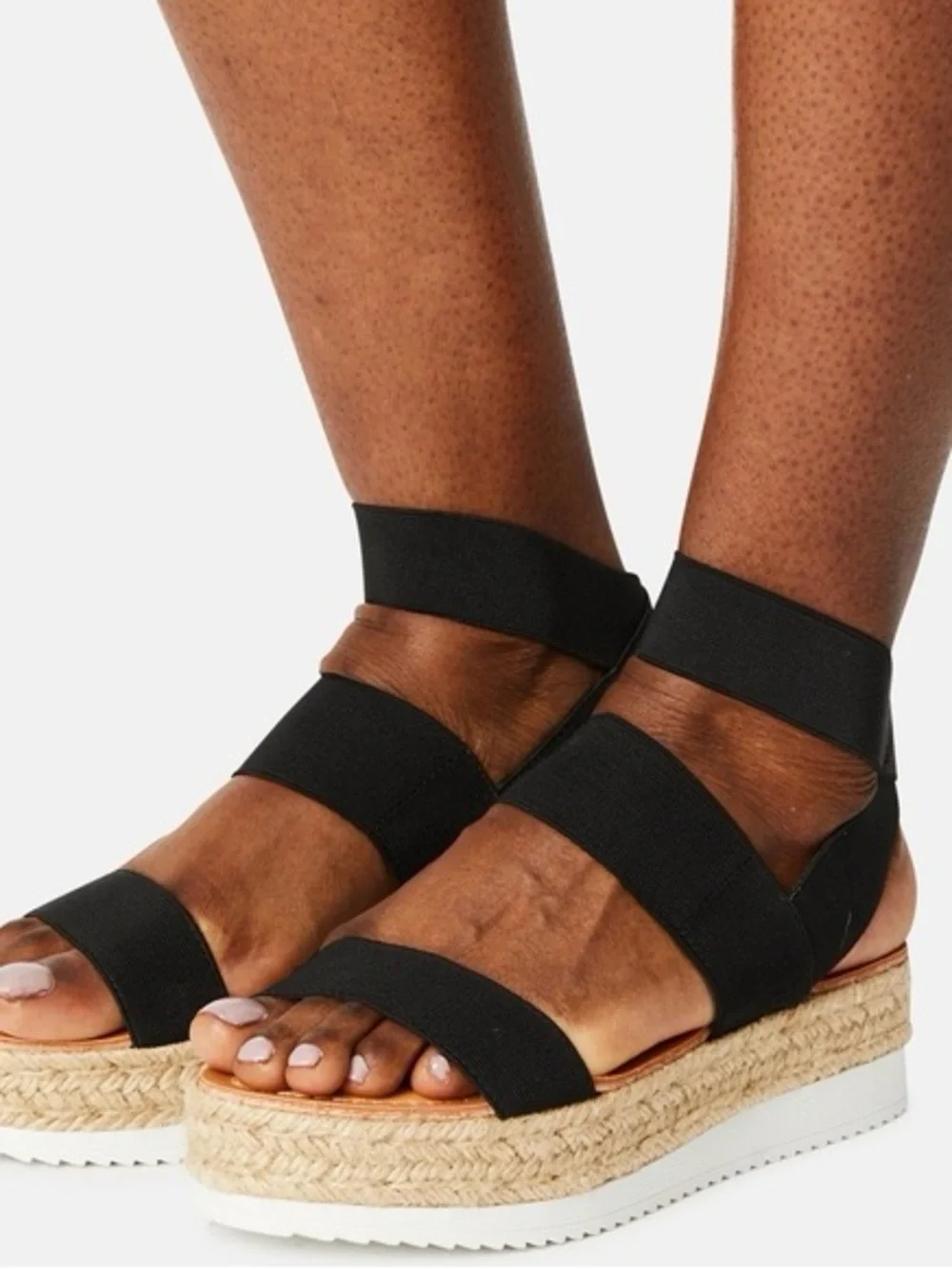 Madden Girl Black Elastic Espadrille Platform Sandals